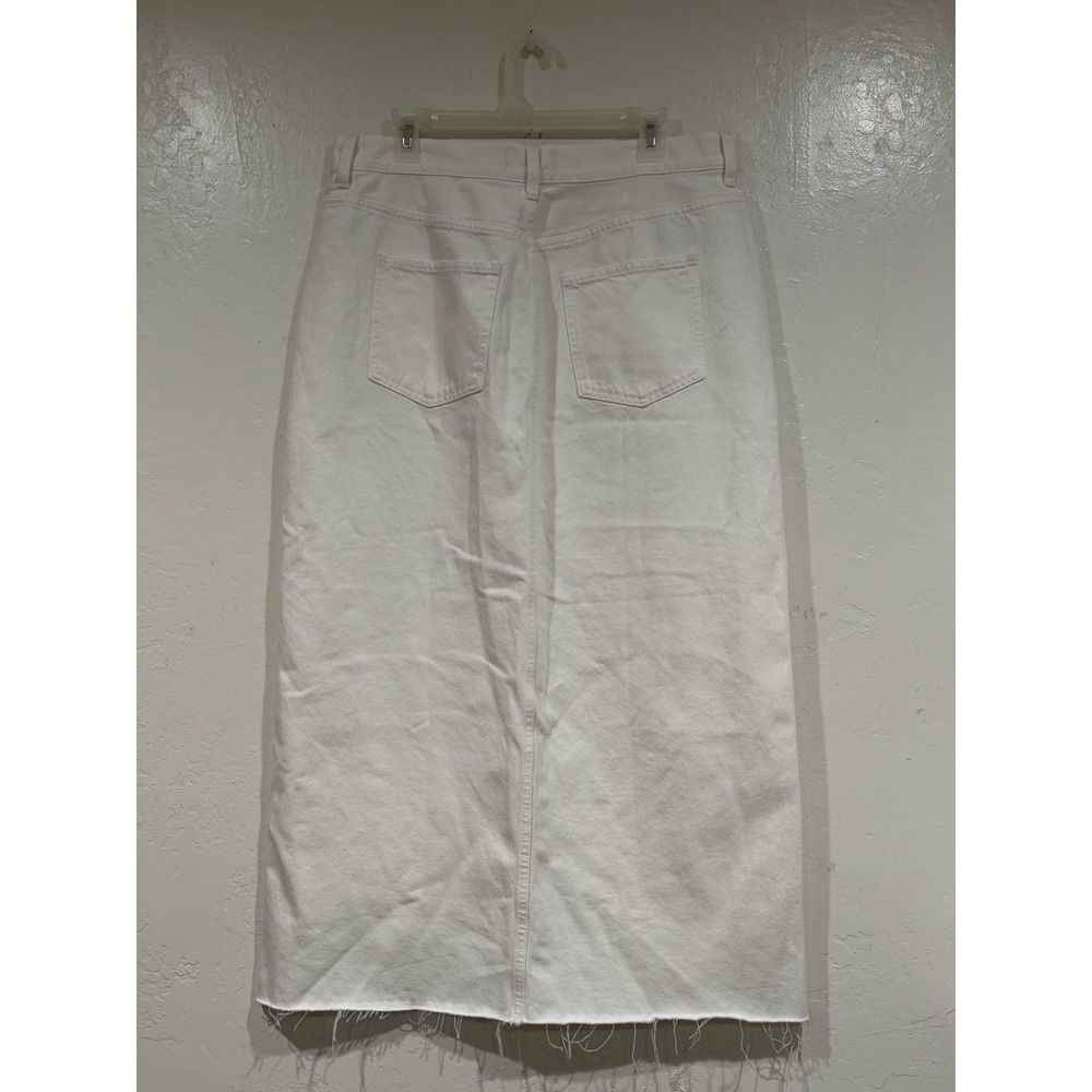 Madewell Denim Maxi Skirt White High Rise Front Slit Raw Hem Size 31 NM151 - Picture 3 of 6